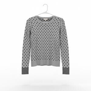 LOFT Outlet Polka Dot Sweater Women’s XS Gray Black Long Sleeve Knit Top